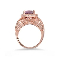 Suzy Levian Sterling Silver Cushion Cut Center Topaz Cocktail Ring