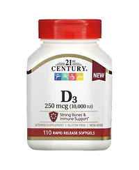 21st Century Vitamin D3 250 mcg (10 000 Iu)