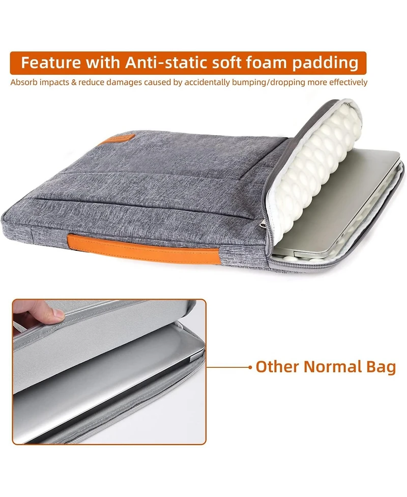 Acer 13.3 inch Laptop Sleeve Bag, Slim Shockproof Handbag, Computer Carrying Case Cover Compatible with MacBook Air/Pro Acer Asus Dell Hp, Grey