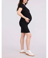 Motherhood Maternity Crewneck Short Sleeve Side Ruched Bodycon Mini Dress