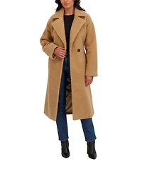 Sebby Collection Women's Long Belted Boucle Wrap Coat