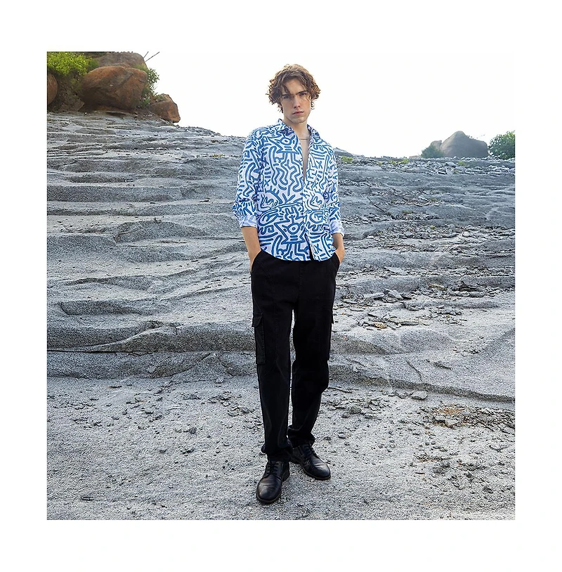 Campus Sutra Men's Contrast Graffiti Shirt