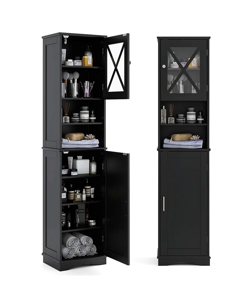 Costway 67" Tall Bathroom Cabinet Freestanding Storage with 5 Adjustable Shelves