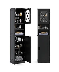 Costway 67" Tall Bathroom Cabinet Freestanding Storage with 5 Adjustable Shelves