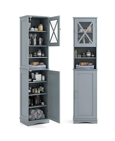 Costway 67" Tall Bathroom Cabinet Freestanding Storage with 5 Adjustable Shelves