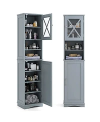 Costway 67" Tall Bathroom Cabinet Freestanding Storage with 5 Adjustable Shelves