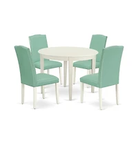 East West Furniture Dining Room Set Linen White