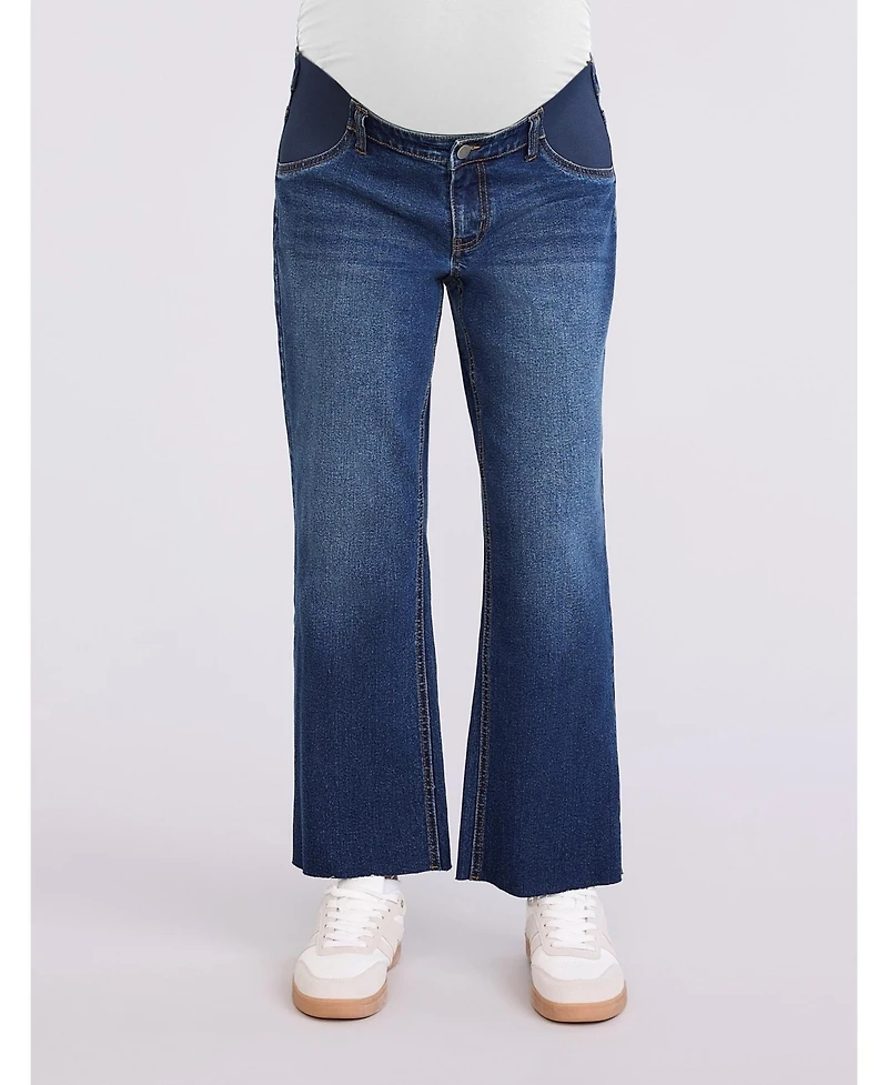 Motherhood Maternity Women's Under the Belly Wide Leg Crop Jeans