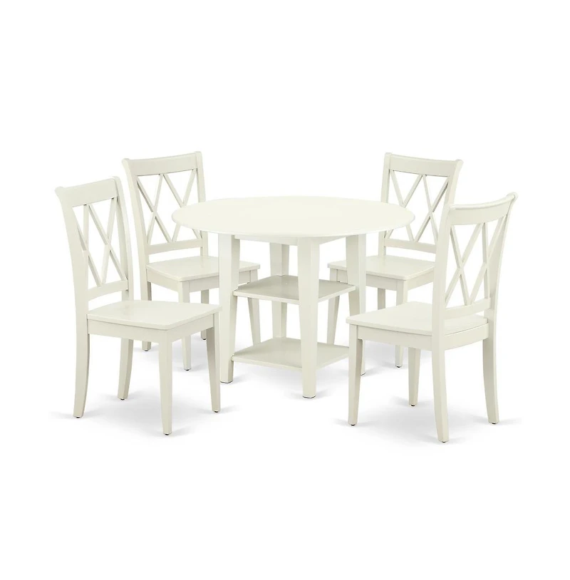 East West Furniture Dining Room Set Linen White