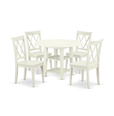 East West Furniture Dining Room Set Linen White