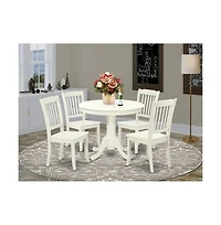 East West Furniture Dining Room Set Linen White
