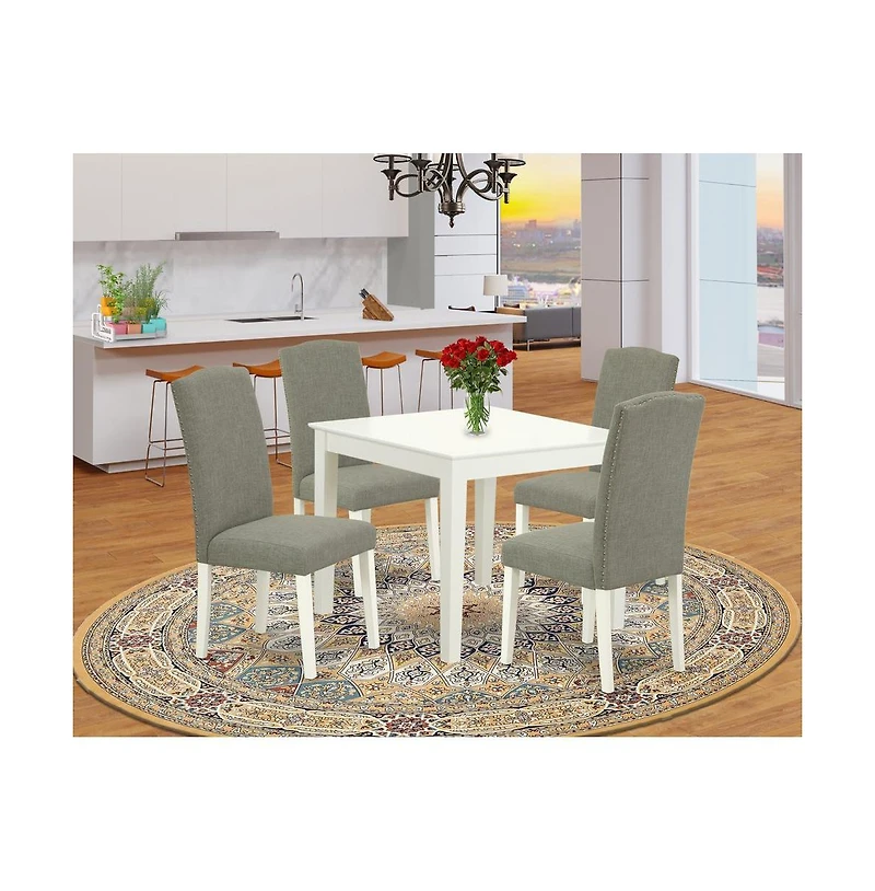 East West Furniture Dining Room Set Linen White