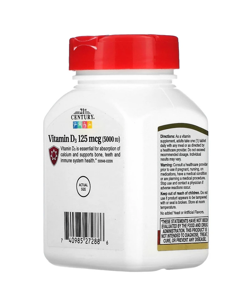 21st Century Vitamin D3 125 mcg (5 000 Iu)
