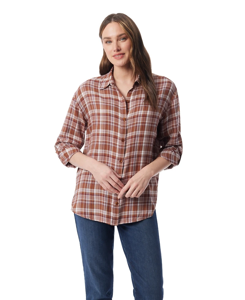 Gloria Vanderbilt Women's Amanda Button Up Oversize Shirt - Maple Syrup