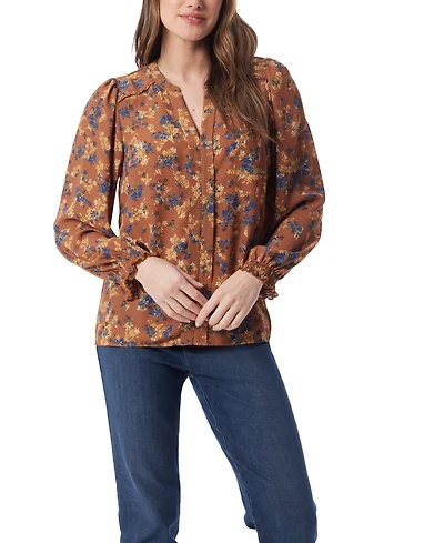 Gloria Vanderbilt Women's Danika Pleated Peasant Long Sleeve Top