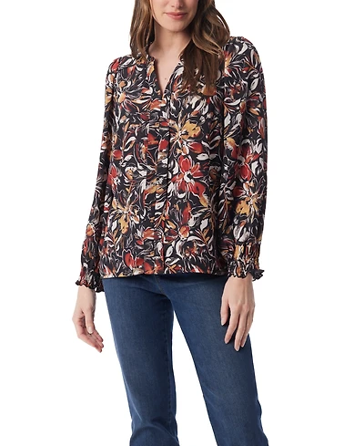 Gloria Vanderbilt Women's Danika Pleated Peasant Long Sleeve Top