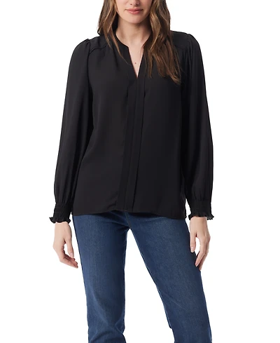 Gloria Vanderbilt Women's Danika Pleated Peasant Long Sleeve Top