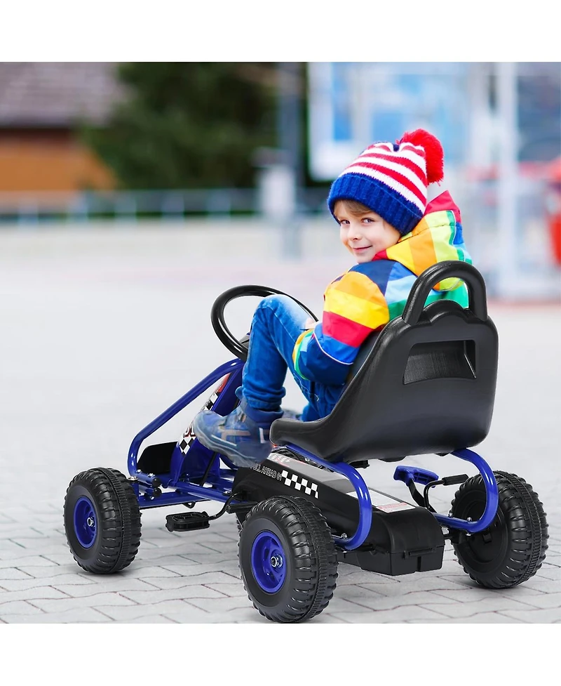 4-Wheel Pedal Powered Ride-On with Adjustable Seat - Blue