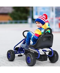 4-Wheel Pedal Powered Ride-On with Adjustable Seat - Blue