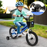 Akiudex 14-Inch Kids Bike with 2 Training Wheels for Ages 3-5 - Blue