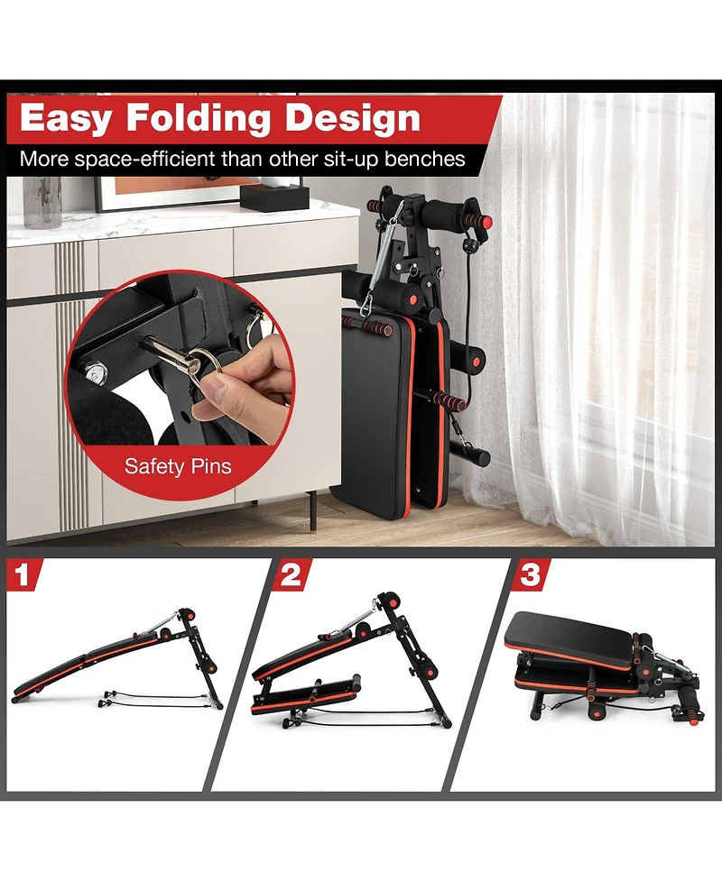 Multifunctional Sit-Up Bench with 4 Position Adjustable Metal Workout Bench