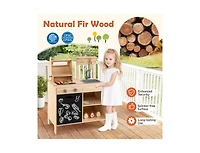 Akiudex Wooden Barbecue Grill Playset with Chalkboard, Sink, and Cabinet