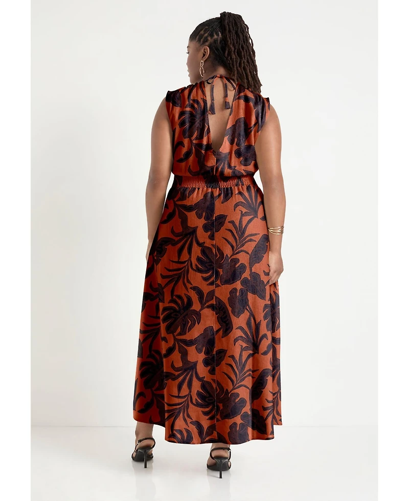 June + Vie Women's Plus Empire Waist Midi Dress