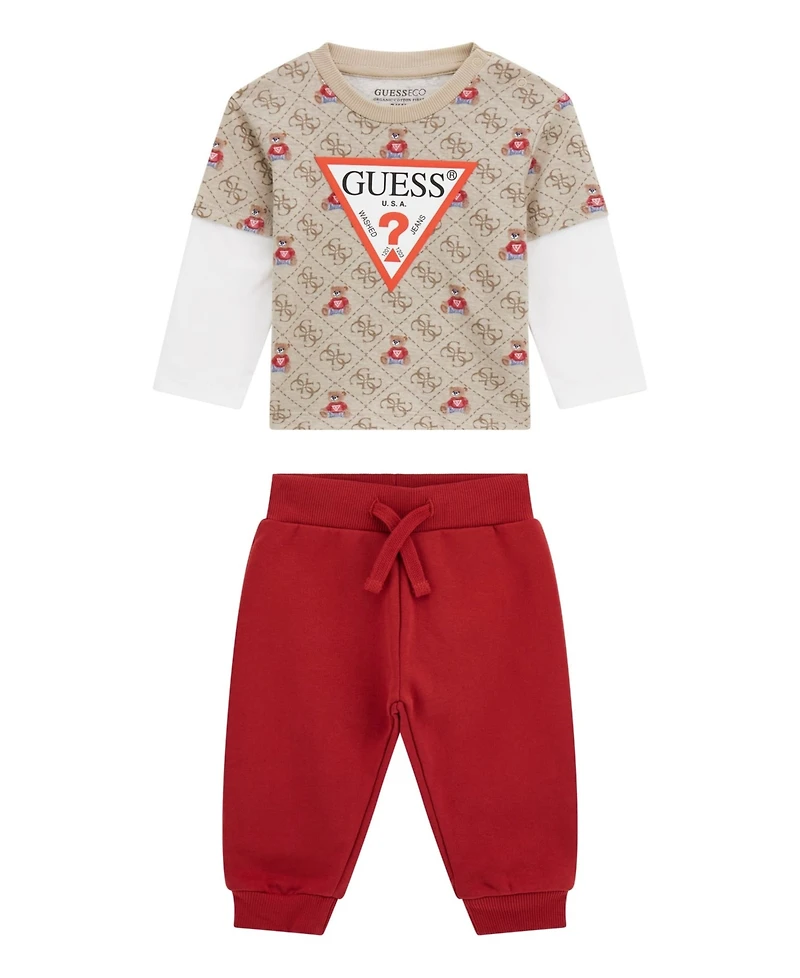 Guess Baby Boys 2-Piece Long Sleeve T-Shirt and Active Pant Set