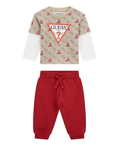 Guess Baby Boys 2-Piece Long Sleeve T-Shirt and Active Pant Set