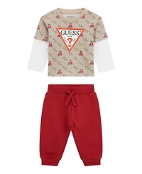 Guess Baby Boys 2-Piece Long Sleeve T-Shirt and Active Pant Set