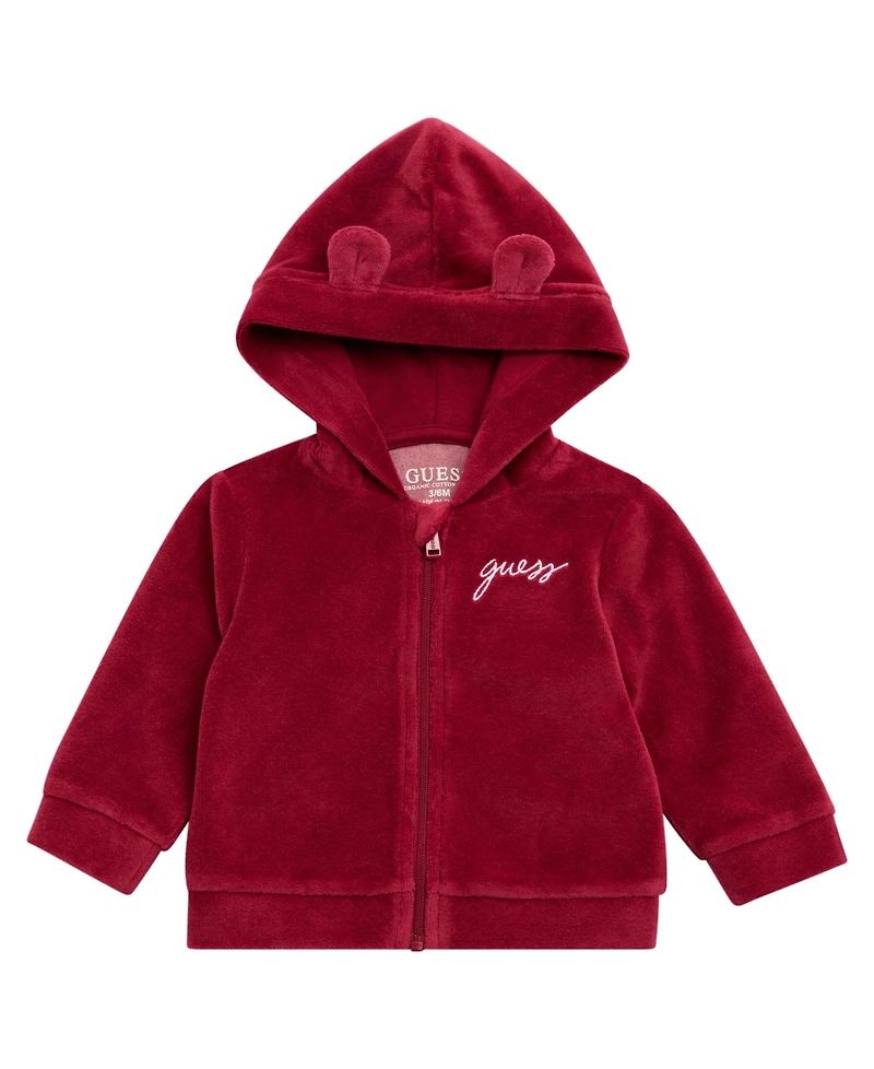 Guess Baby Girls 3-Piece Hooded Sweatshirt, Long Sleeve Bodysuit and Matching Pant Set