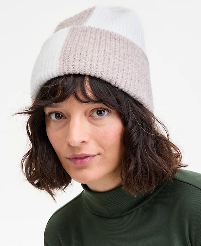 On 34th Brushed Rib Colorblocked Beanie, Macy's Exclusive