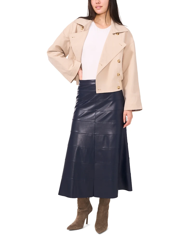 1.state Women's Cropped Smocked Waist Trench Coat
