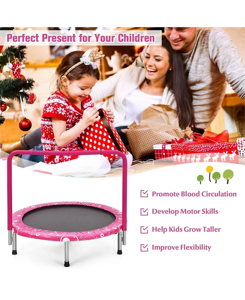 36 Inch Kids Mini Trampoline Rebounder with Full Covered Handrail
