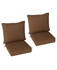 Gymax 2PCS Deep Seat Chair Cushion Pads Set Indoor/Outdoor w/ Rope Belts