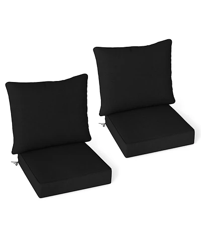 Gymax 2PCS Deep Seat Chair Cushion Pads Set Indoor/Outdoor w/ Rope Belts