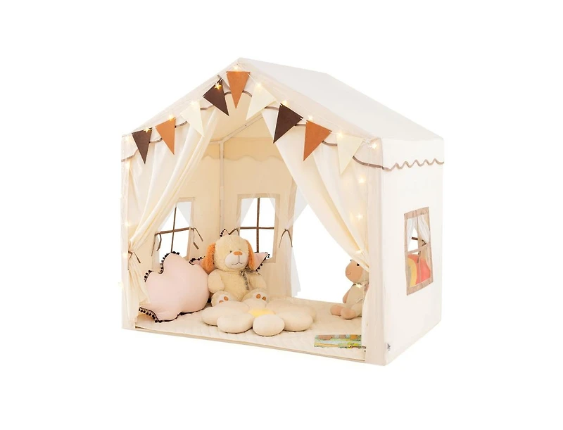 3-4 Kids Large Play Tent House with 2 Opening Doors and Star Lights