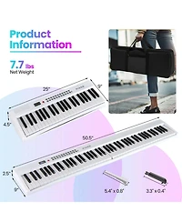 88 Key Folding Piano Keyboard with Wireless Midi Dual Speakers 1000 Timbres