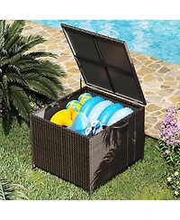 Gaomon 80 Gallon Waterproof Outdoor Rattan Storage Deck Box with Lid, Wheels & Handle for Cushions, Patio Furniture, Garden Tools