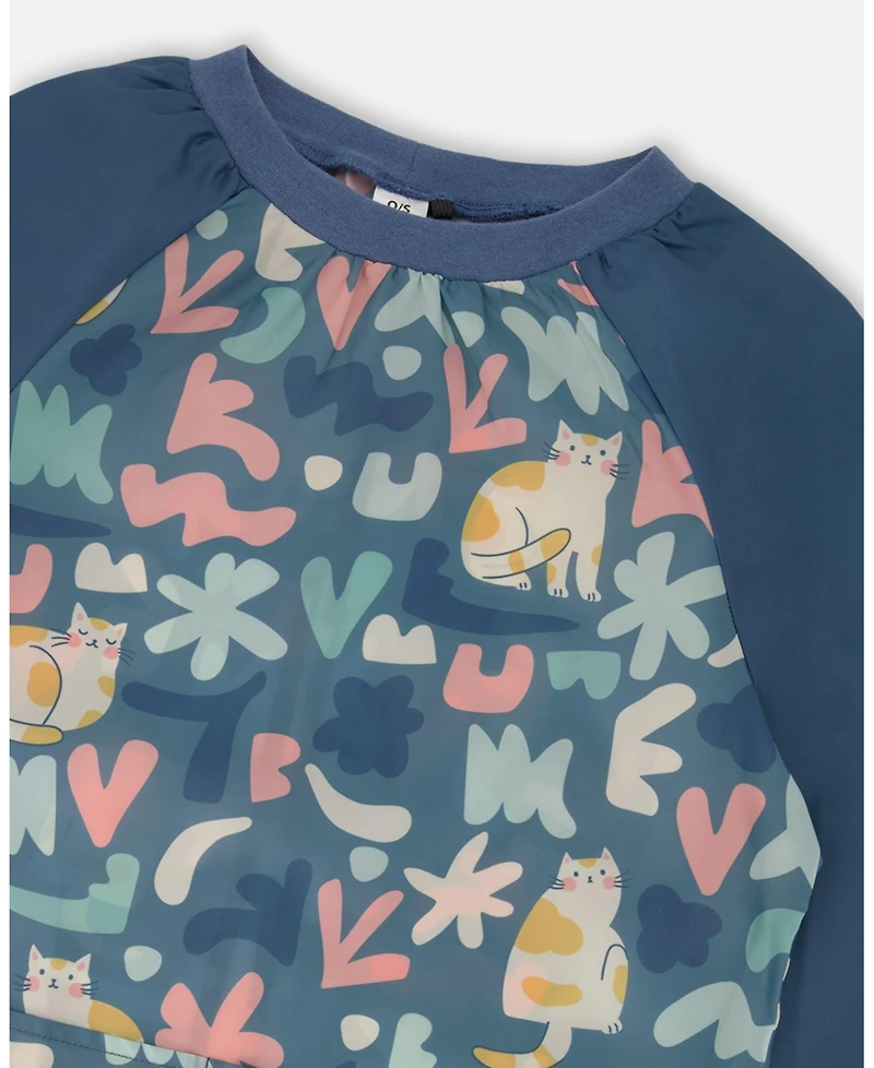 Deux par Deux Girl School Apron Cat Print