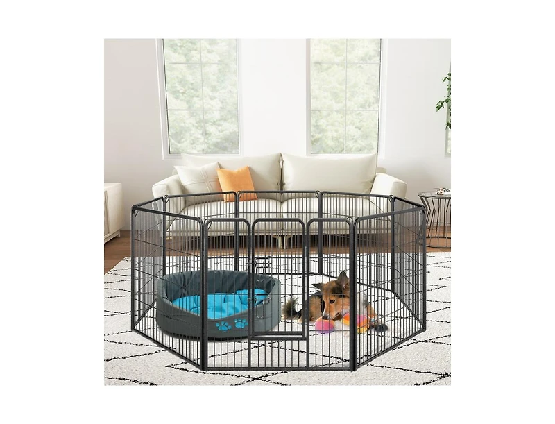 8-Panel 32 Inch Height Pet Fence for Indoor and Outdoor Use