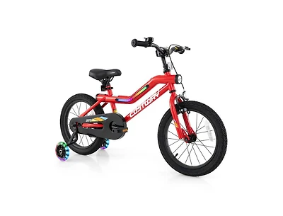 16 Inch Kids Bike with Led Lights, Adjustable Carbon Steel Frame for Ages 4-7