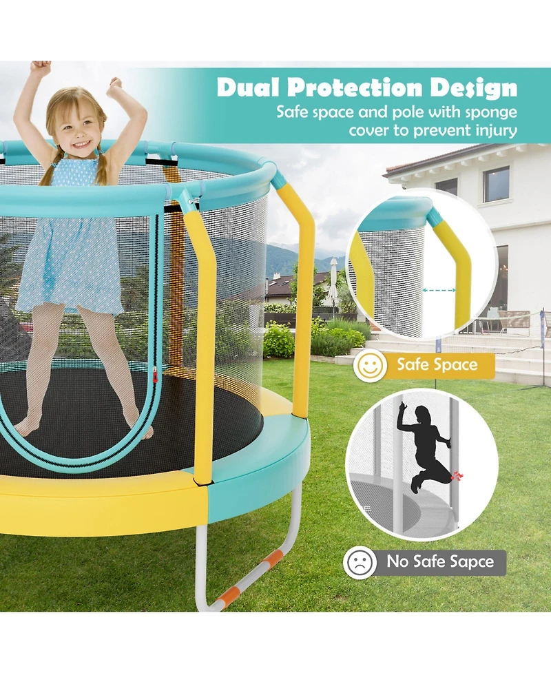 Mini Trampoline with Enclosure and Heavy-Duty Metal Frame