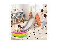 4-in-1 Indoor Slide for Kids Age 3+ with Basketball Hoop and Rings
