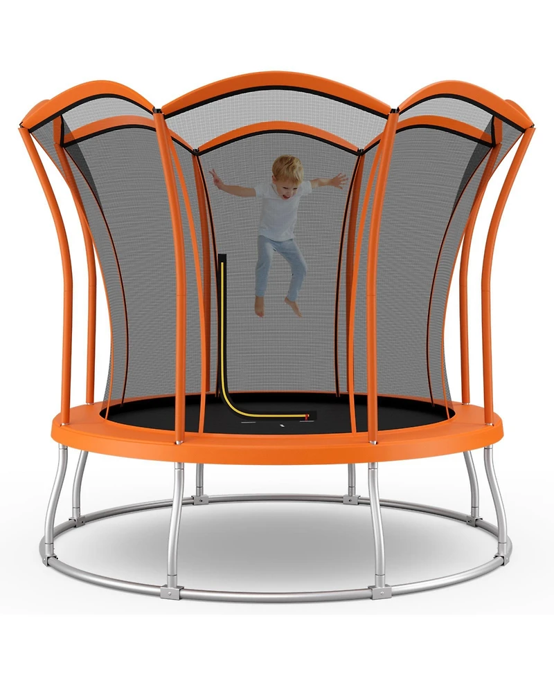 8 Feet Outdoor Unique Flower Shape Trampoline with Enclosure Net