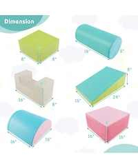 6-Piece Foam Climbing Blocks Indoor Climb and Crawl Activity Playset with Rectangles