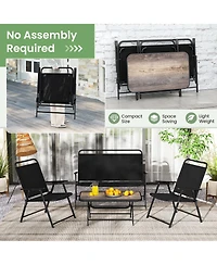 Gymax 4 Piece Outdoor Conversation Set Metal Frame Outdoor Bistro Set w/ 2 Chairs