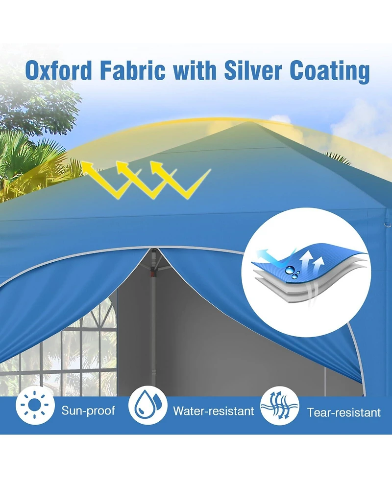 10 X 10 Ft Pop up Canopy Tent with 4 Removable Sidewall