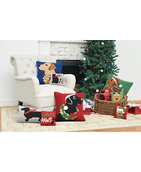 Lab & Wreath Hooked Christmas Throw Pillow, 18" x 18"