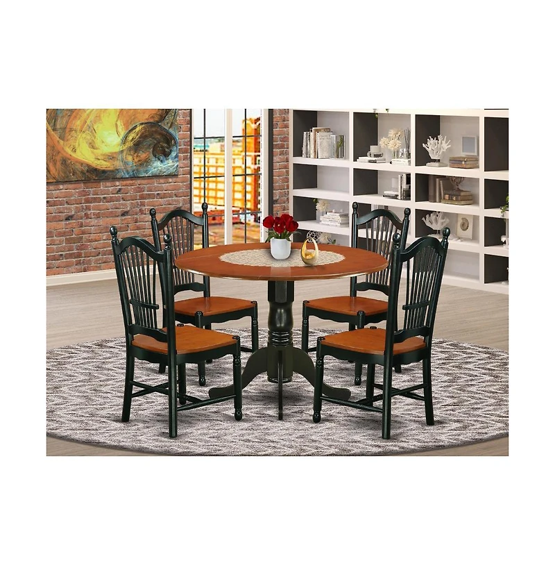 East West Furniture Dining Room Set Black & Cherry